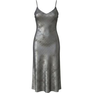 Brochu Walker Julep Metallic Slip Dress Extra Small Orbit Gray Black Midi